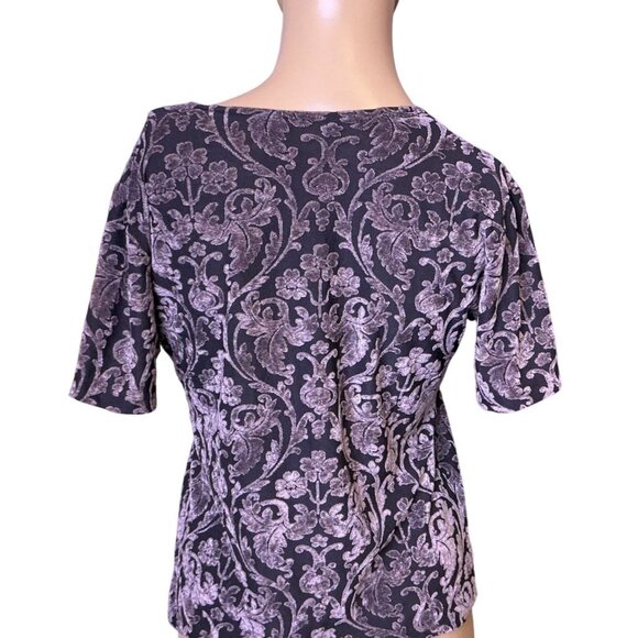 Vintage Y2K Burnt Velvet Mesh Stretch Pull Over Top Med Fairy Grunge Whimsigoth - Picture 2 of 8